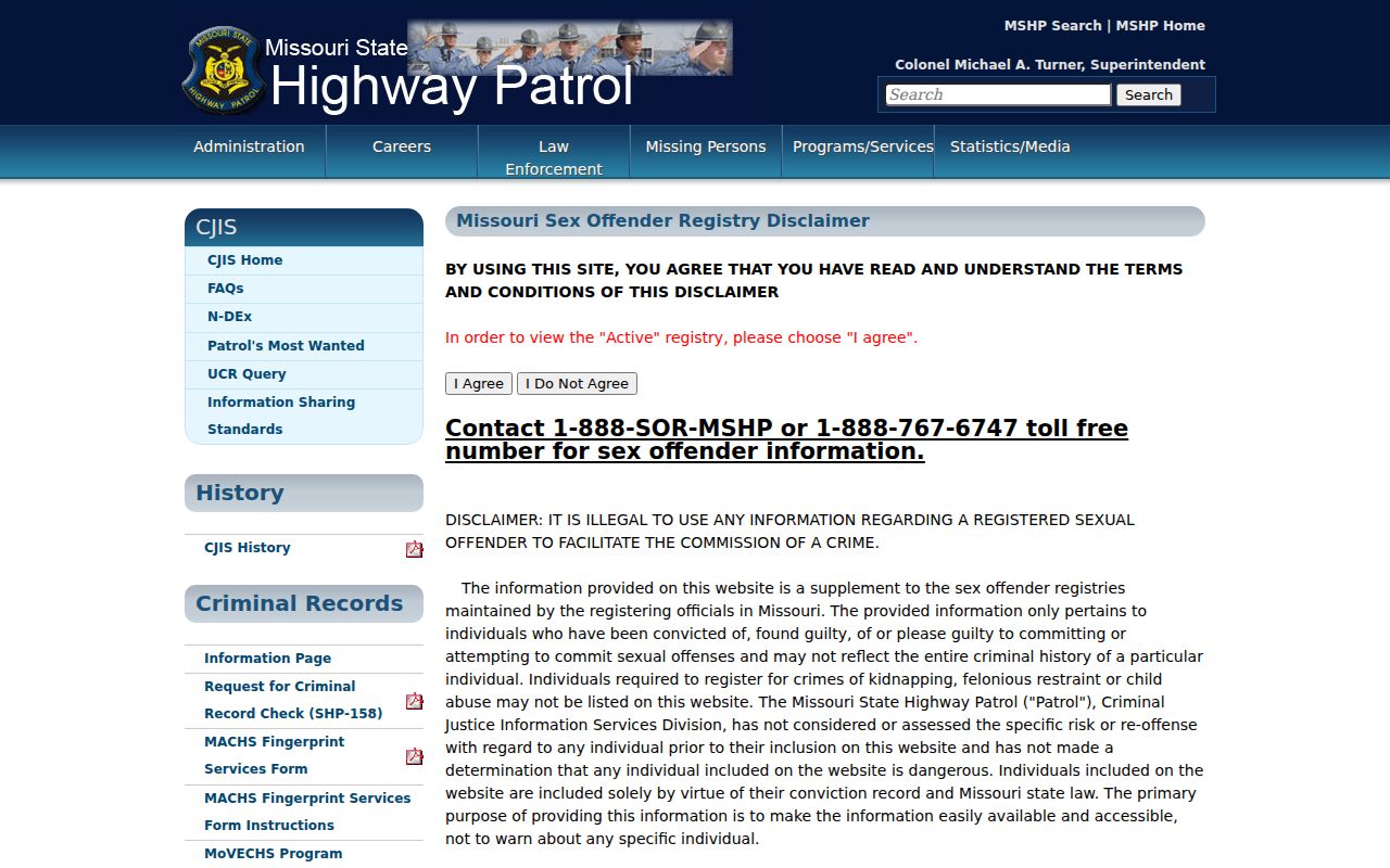 Official Missouri registry information for Knox County sex offender records